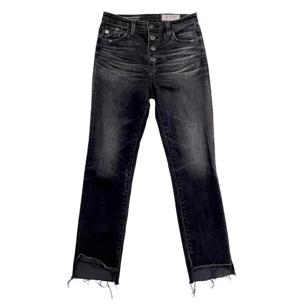 AG Adriano Goldschmied Isabelle Button Up Black High Rise Ankle Crop Jeans